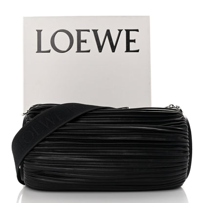 Loewe Lambskin Pleated Bracelet Large Pouch shoulder Bag Black 12 of 12