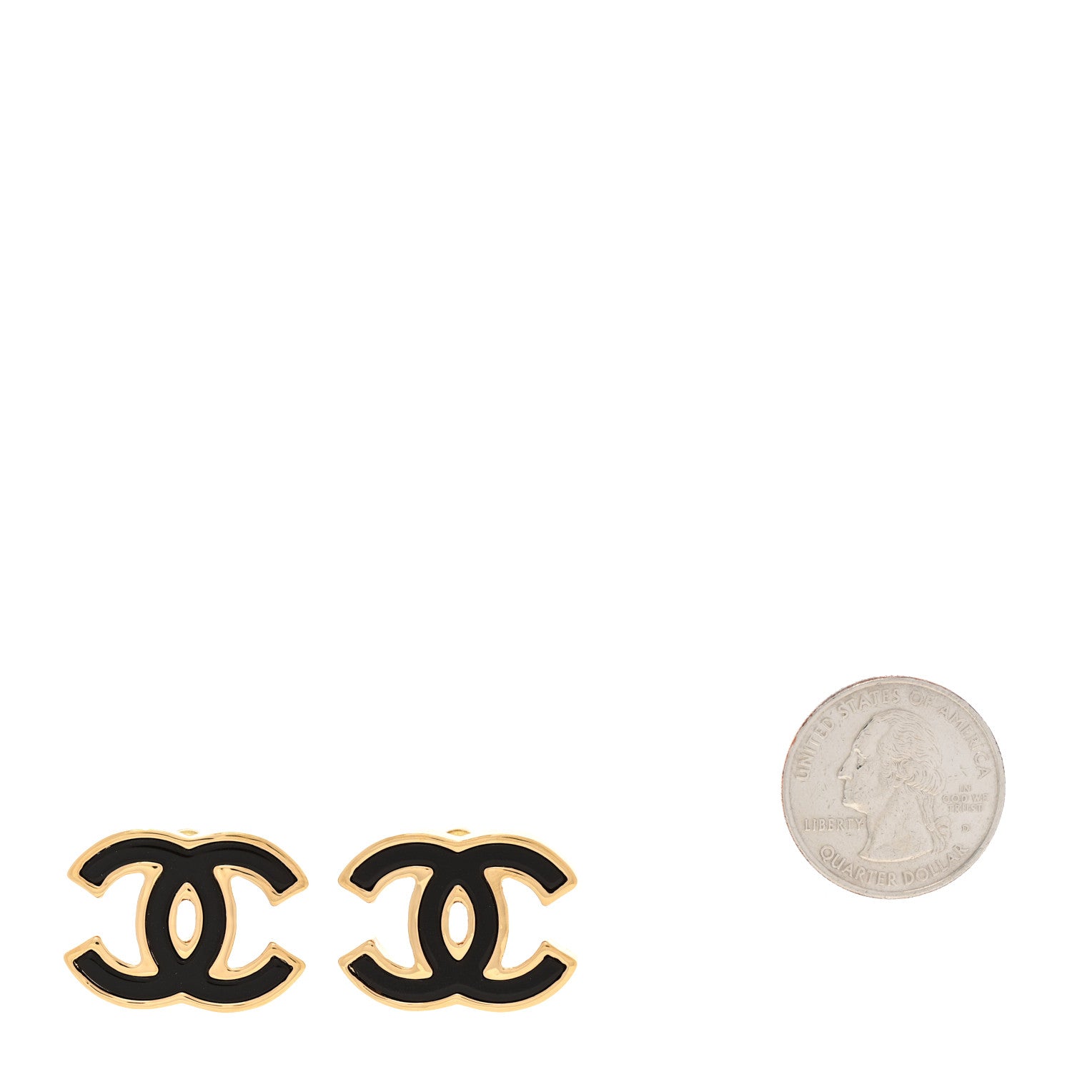 Chanel Enamel CC Earrings Black Gold 2 of 4