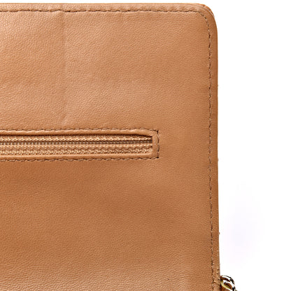 Chanel Calfskin Stitched Square Quilted Wallet On Chain WOC Beige 10 of 17