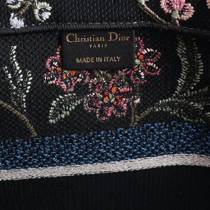 Christian Dior Canvas Embroidered Medium Petites Fleurs Book Tote Black Multicolor 5 of 9