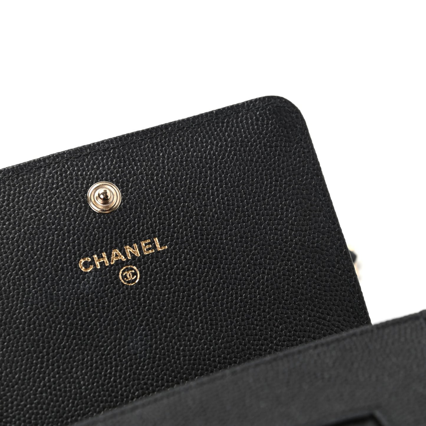 Caviar Quilted Vintage Mademoiselle Card Holder On Chain Black