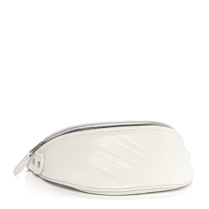 Balenciaga Shiny Goatskin Allover Logo Embossed XXS Souvenir Belt Bag White 4 of 10