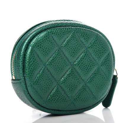 Chanel Metallic Caviar Quilted Zip Around Classic Coin Purse Green 3 of 7