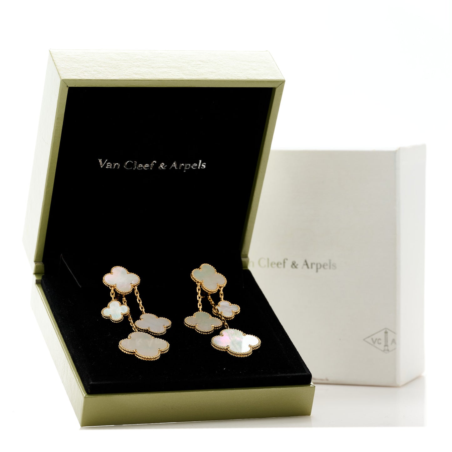 18K Yellow Gold Mother of Pearl Magic Alhambra 4 Motif Earrings