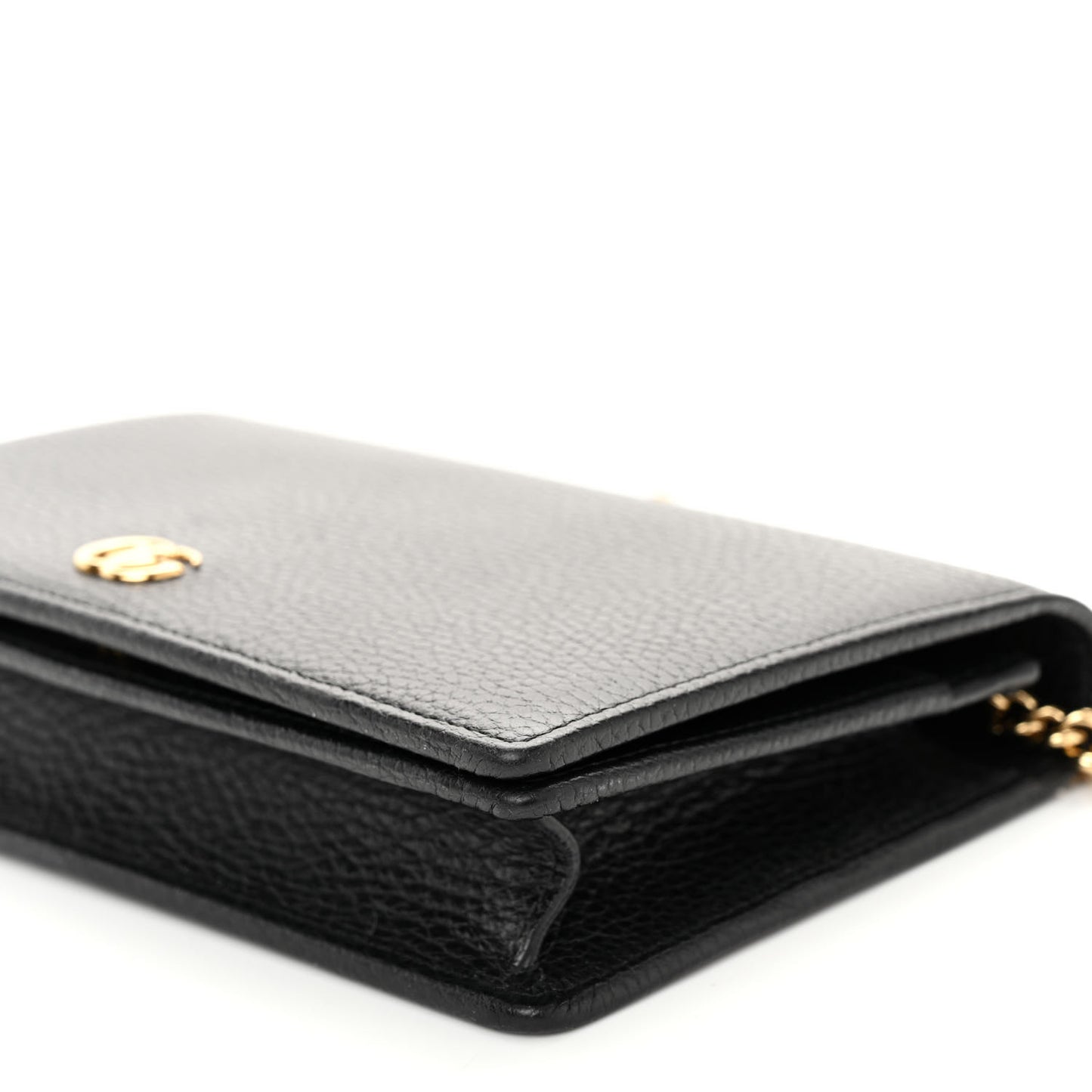 Dollar Calfskin Mini GG Marmont Chain Wallet Black