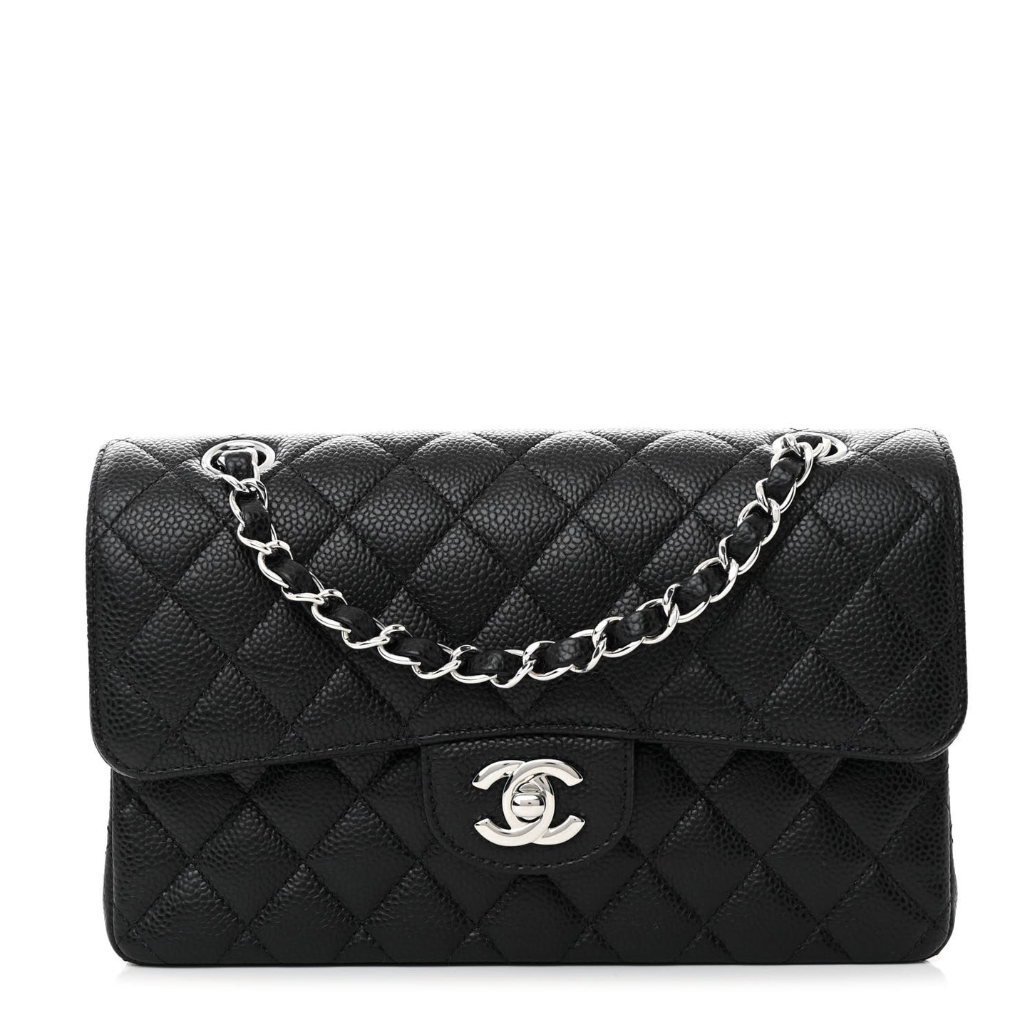 Caviar Quilted Small Double Flap Black