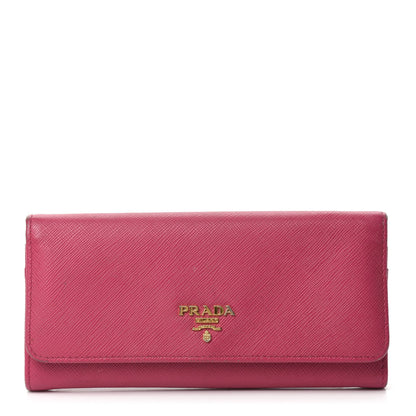 Prada Saffiano Metal Continental Flap Wallet Peonia 1 of 11