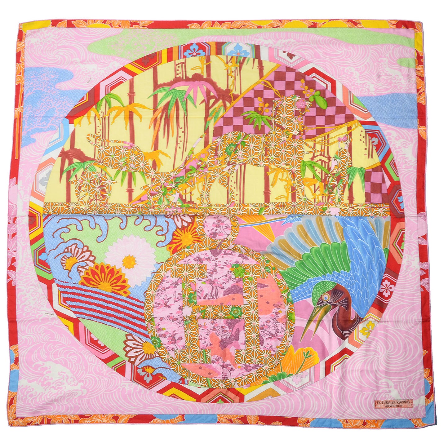 Cashmere Silk Ex Libris En Monogram Kimonos Shawl 140