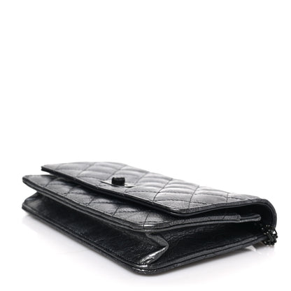 Chanel Metallic Crumpled Calfskin Quilted Reissue Wallet On Chain WOC Charcoal 9 of 9