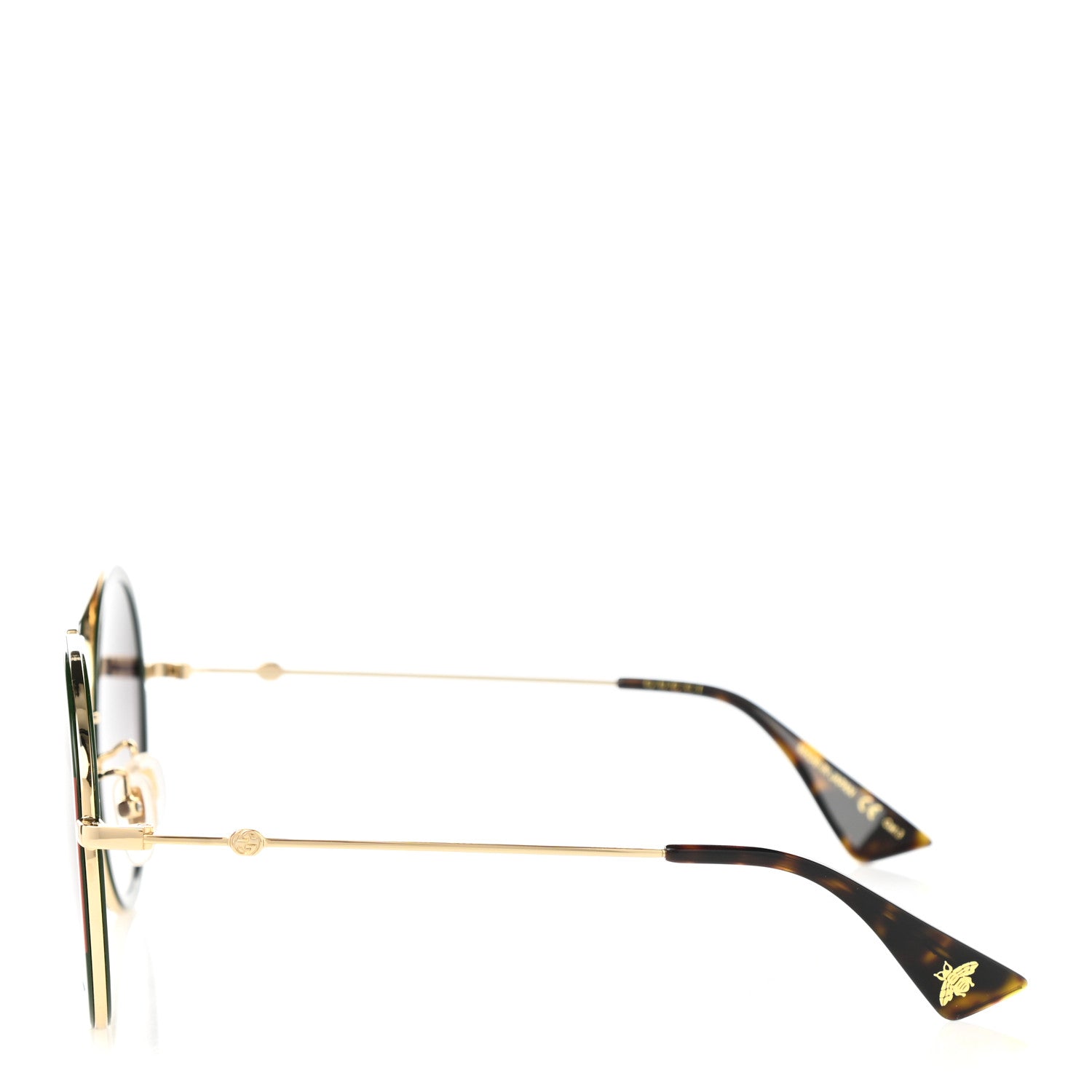 Gucci Metal Round Frame Sunglasses GG0061S Green Red 3 of 8