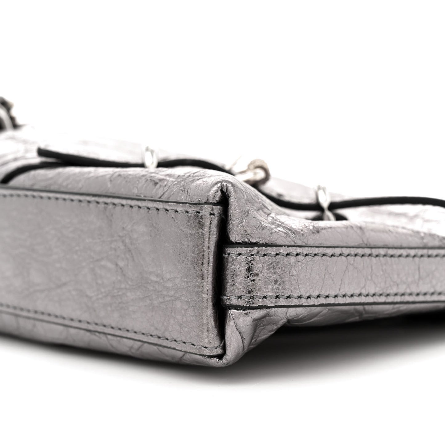 Metallic Calfskin Mini Voyou Bag Silver