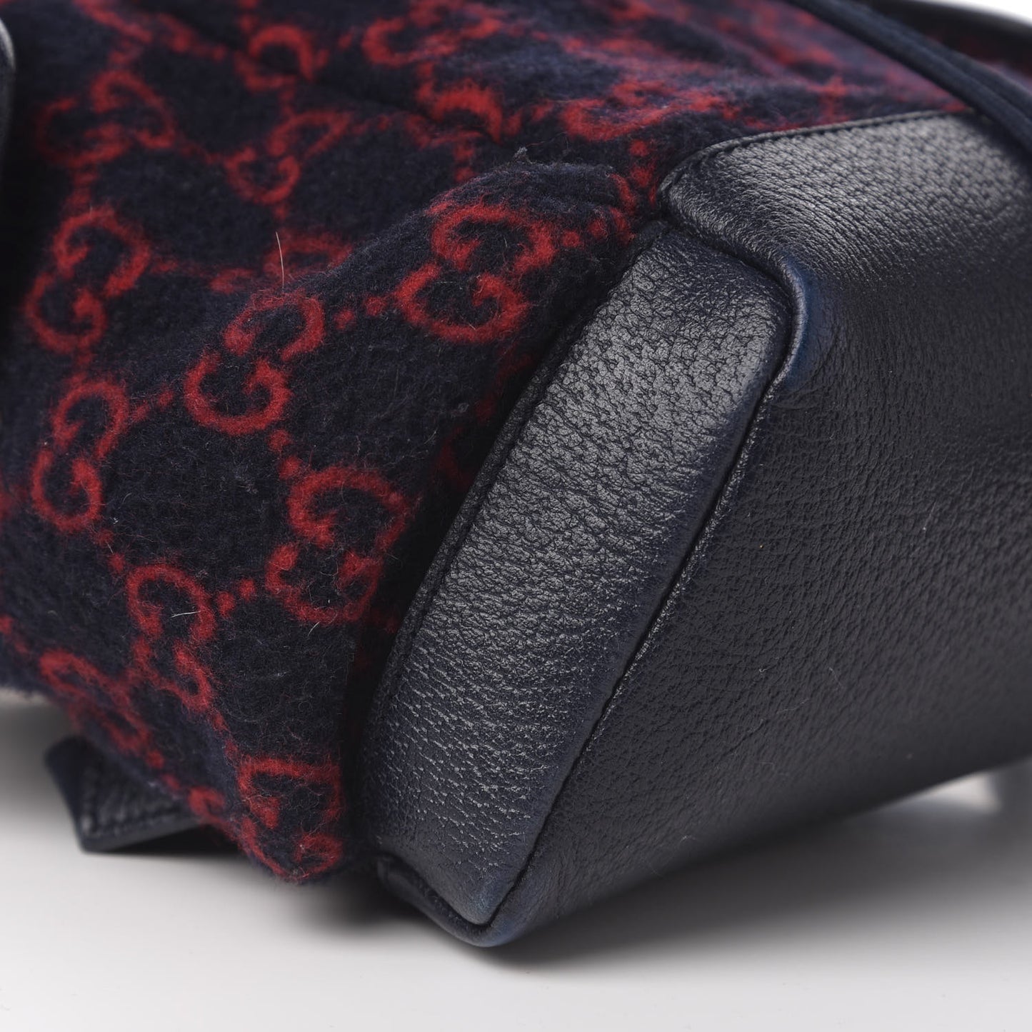 Covered Wool GG Monogram Small Double Buckle Backpack Navy Red