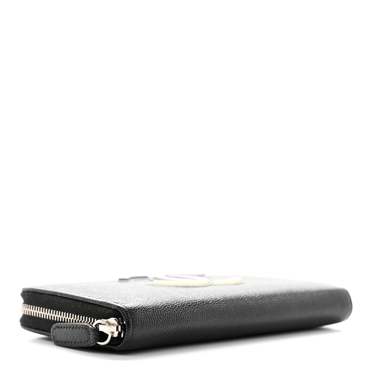 Chanel Caviar CC Small Zip Around Wallet Black Blue Green 4 of 9