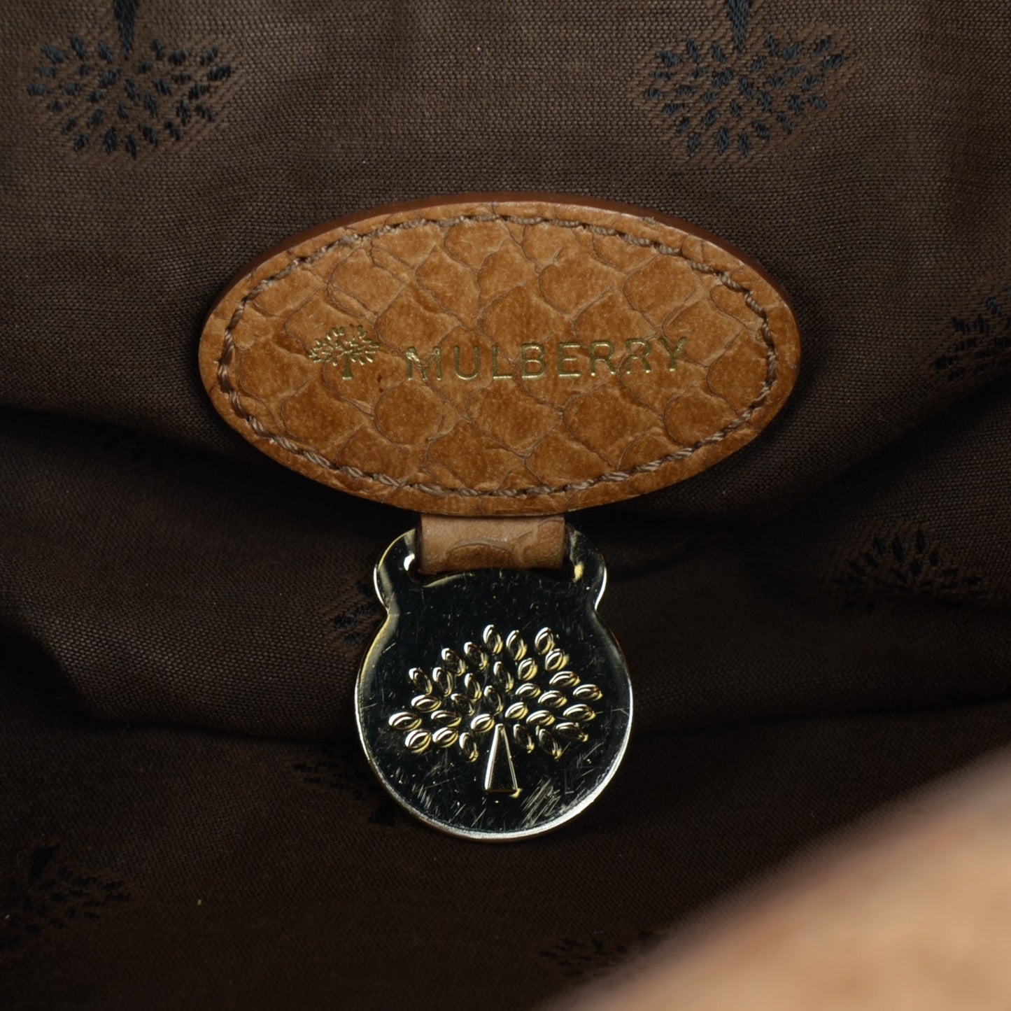 Silky Calfskin Snake Print Oversized Alexa Deer Brown