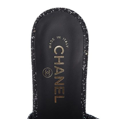 Chanel Tweed CC Mules 36 Black White 8 of 11