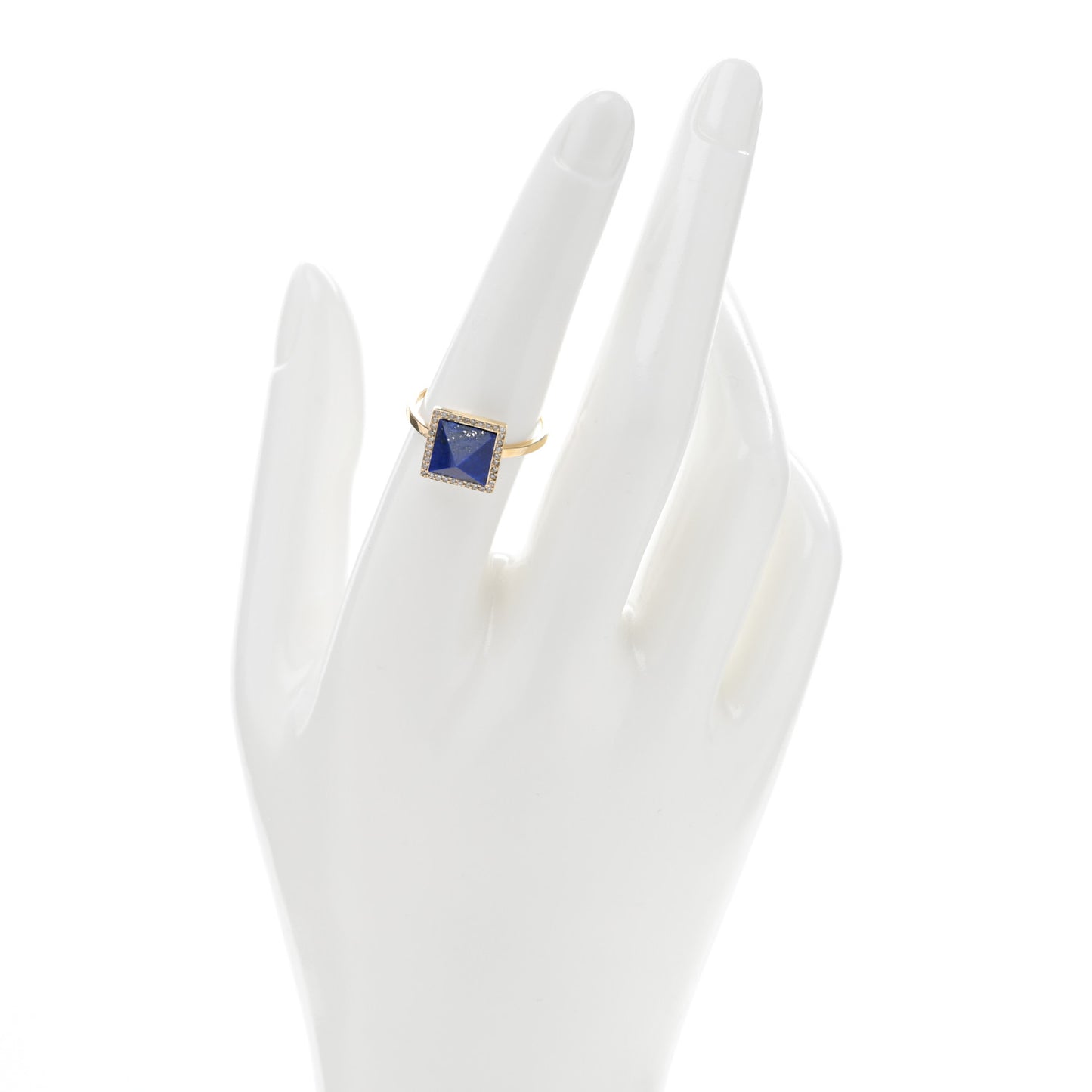 18K Yellow Gold Lapis Lazuli Pyramid Ring 54 7