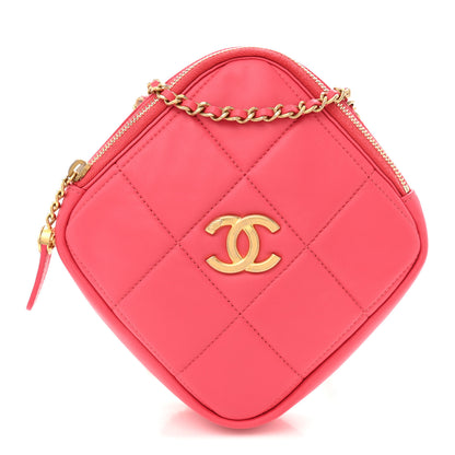 Chanel Lambskin Quilted Diamond Clutch With Chain Pink 1 of 10
