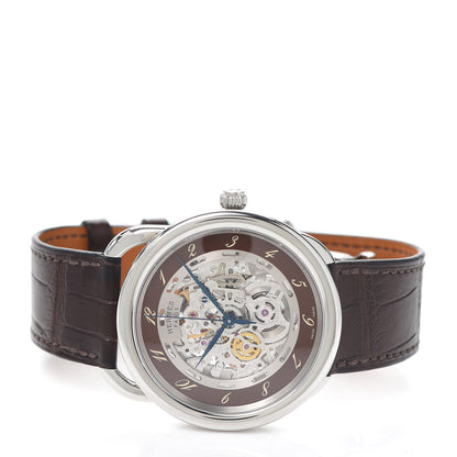 Hermes Stainless Steel Alligator 41mm Arceau Squelette Automatic Watch Havane 2 of 6