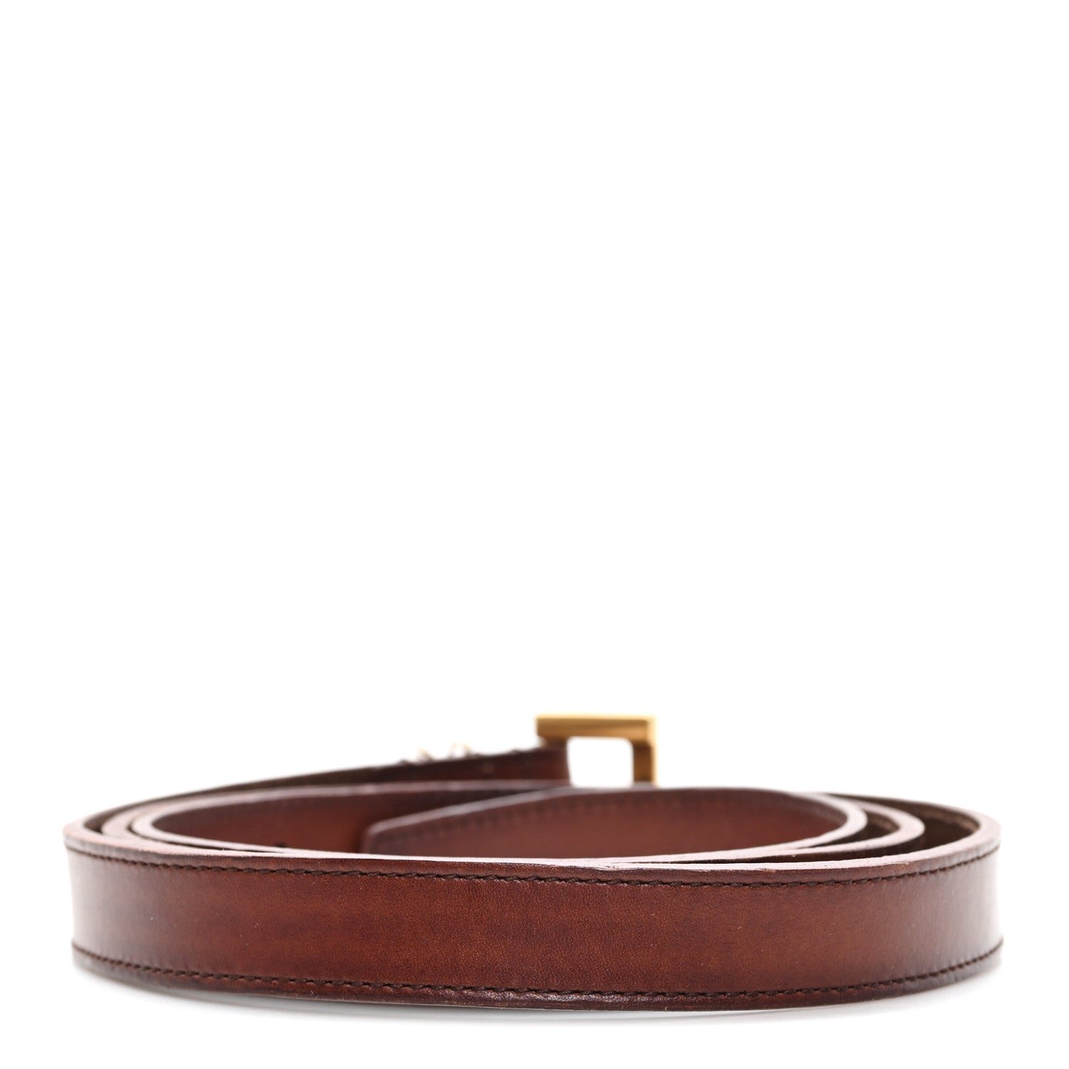 Saint Laurent Vegetable Tanned Cassandre Belt 85 34 Dark Brown Chocolate 2 of 6