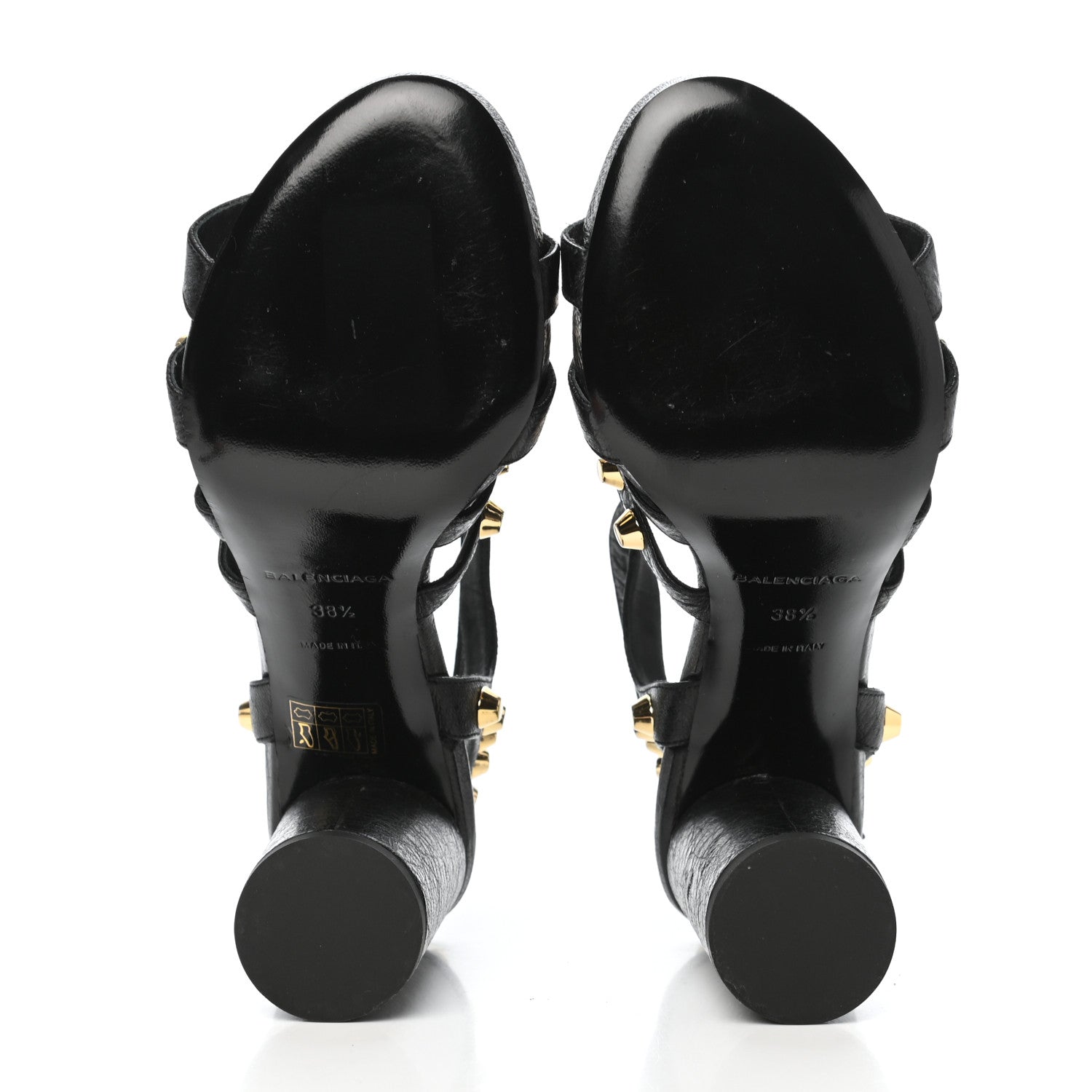 Balenciaga Agneau Lambskin Giant Gold Hardware Arena Sandals 38.5 Black 5 of 8