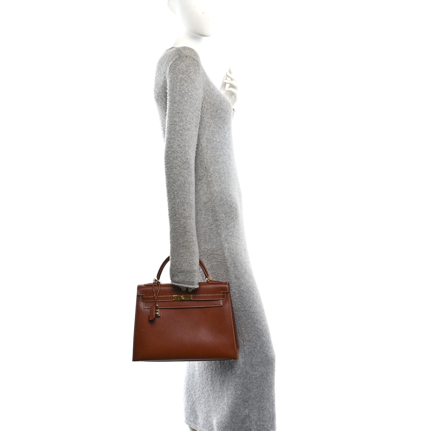 Hermes Veau Grain Lisse Kelly Sellier 32 Noisette 2 of 16