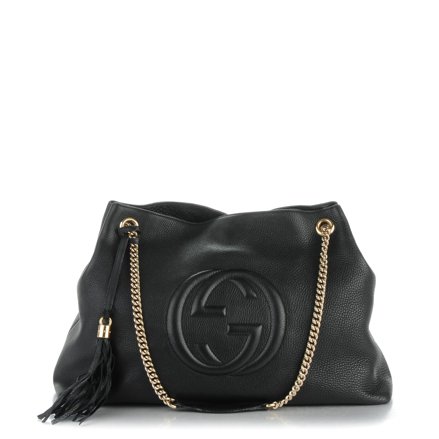 Gucci Pebbled Calfskin Large Soho Chain Shoulder Bag Black 1 of 8