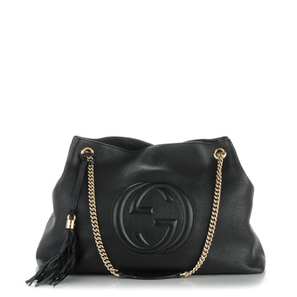 Gucci Pebbled Calfskin Large Soho Chain Shoulder Bag Black 1 of 8