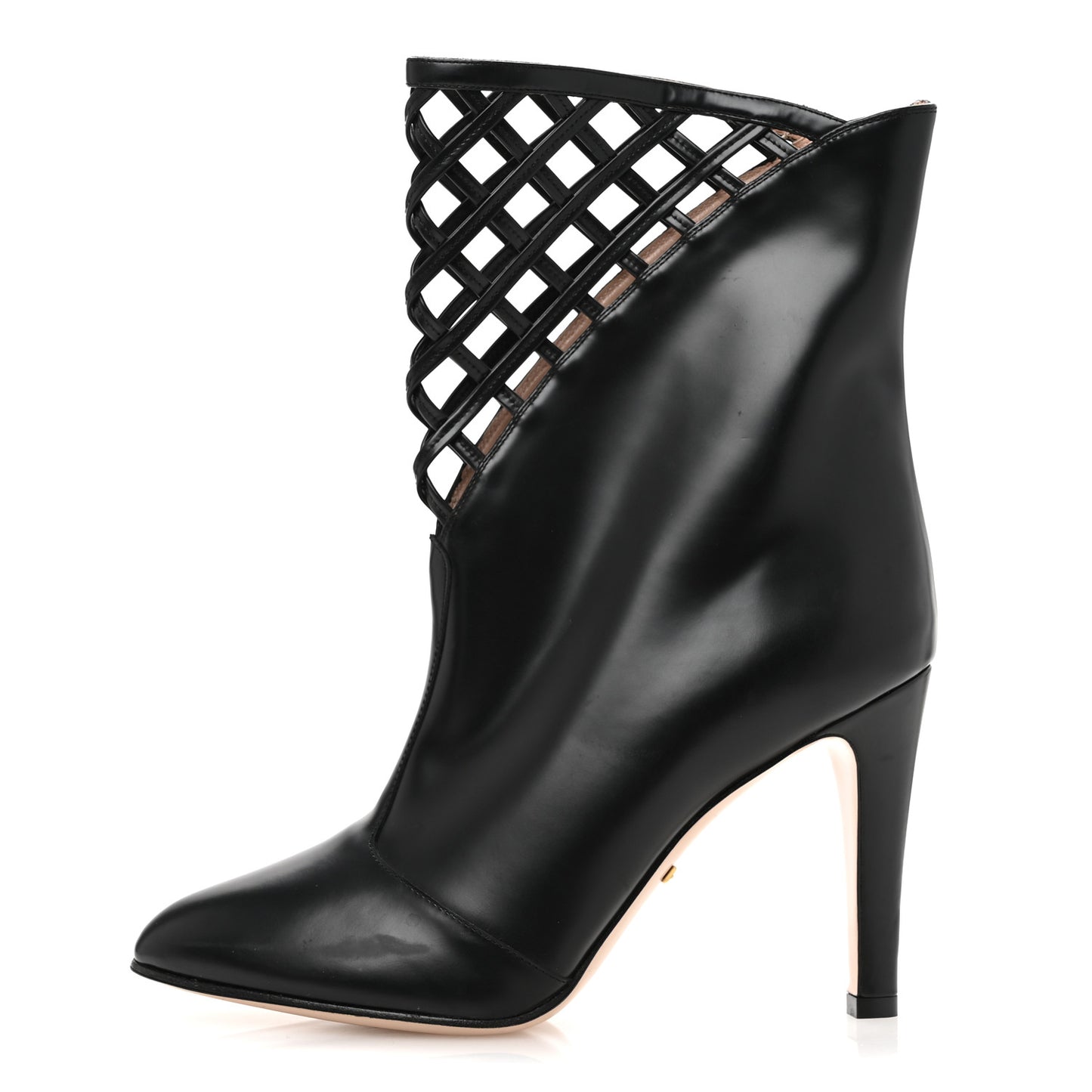 Plume Calfskin Damir Lattice Cutout Boots 38 Black