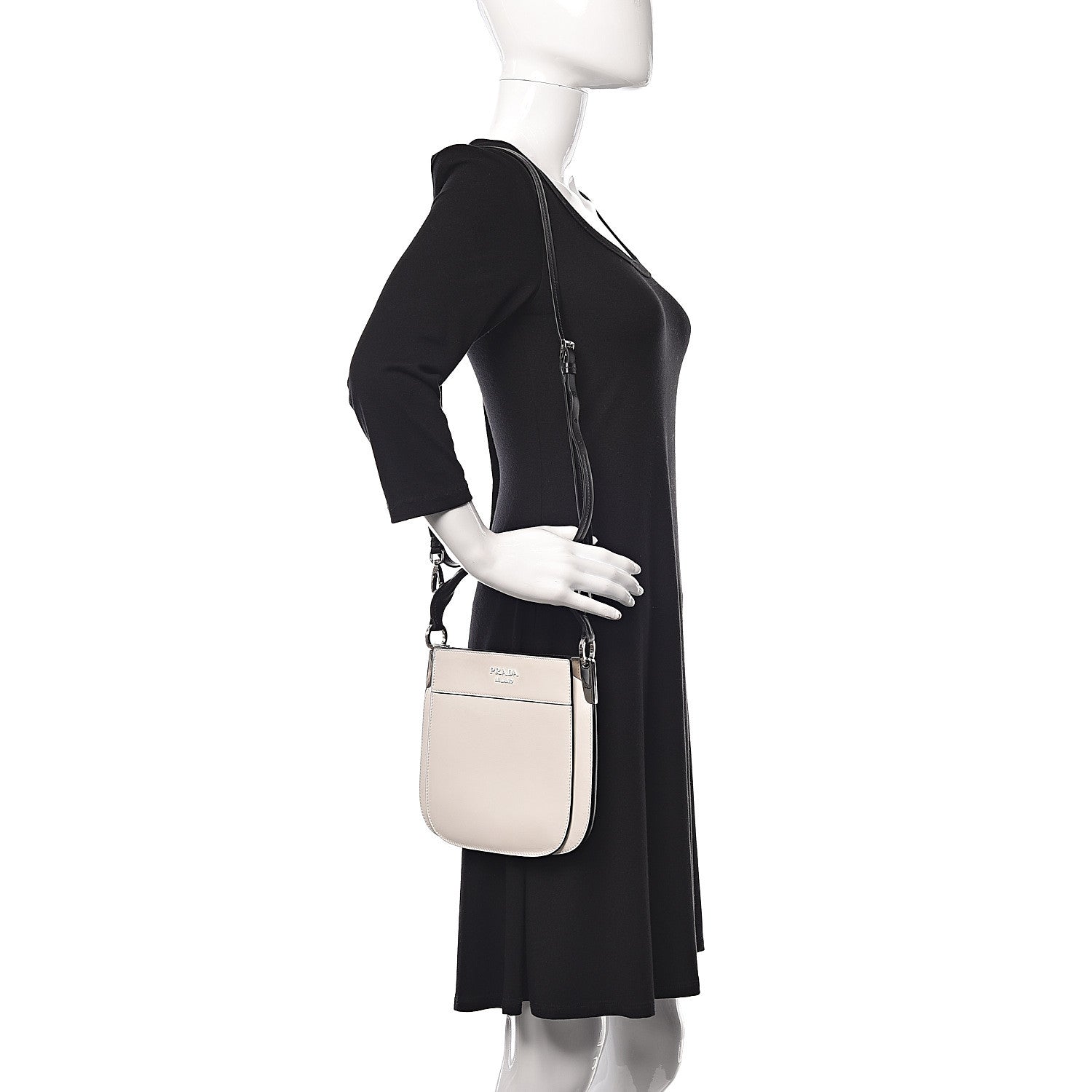 Prada City Calfskin Small Margit Bag White Black 2 of 9