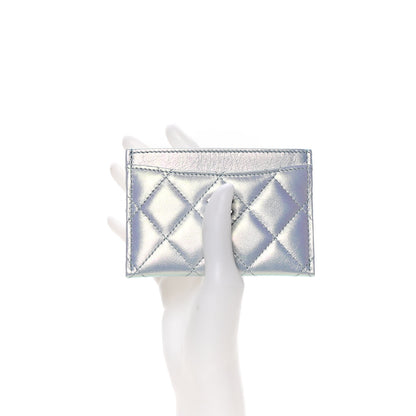 Chanel Iridescent Lambskin Quilted Card Holder Light Blue 6 of 7