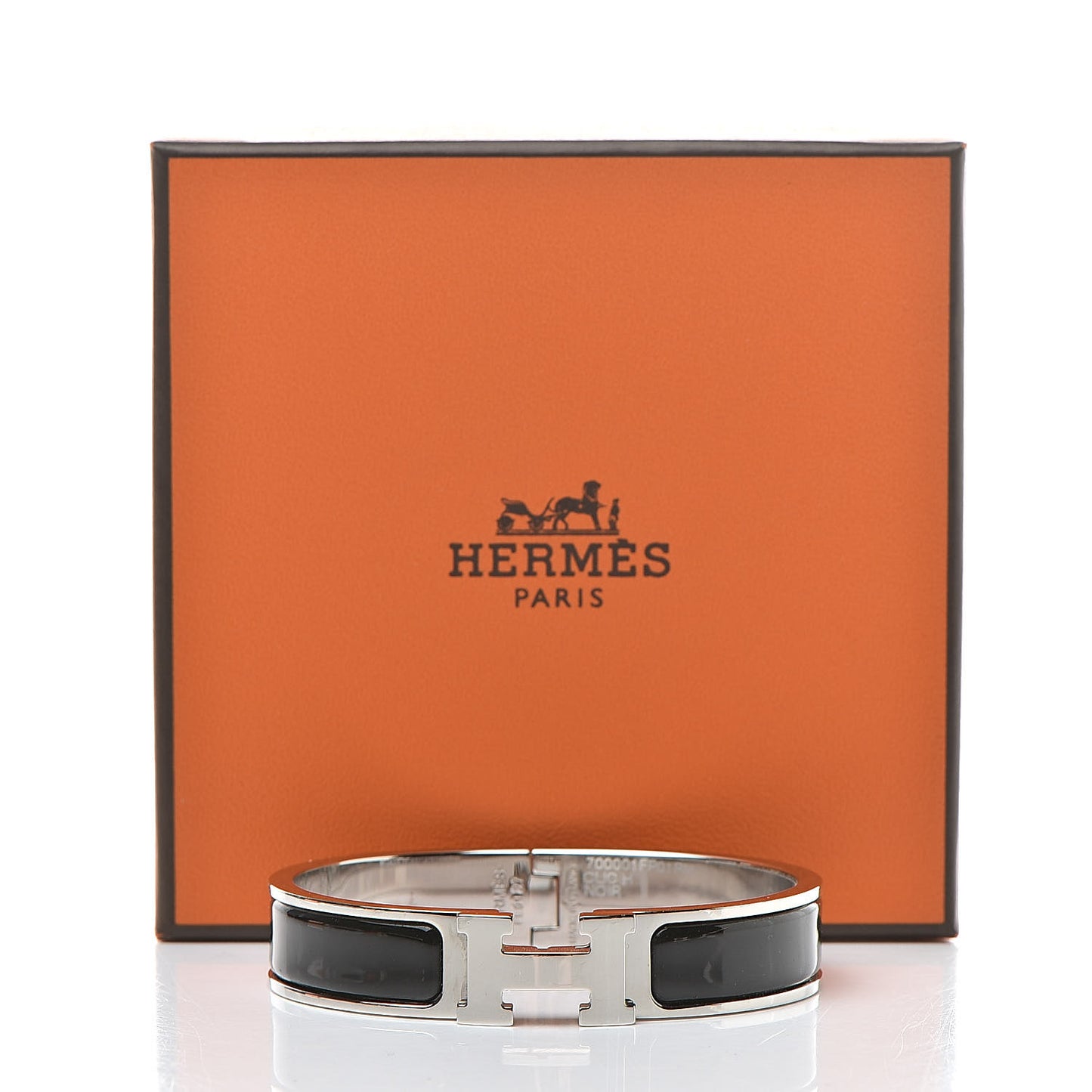Enamel Narrow Clic Clac H Bracelet Black