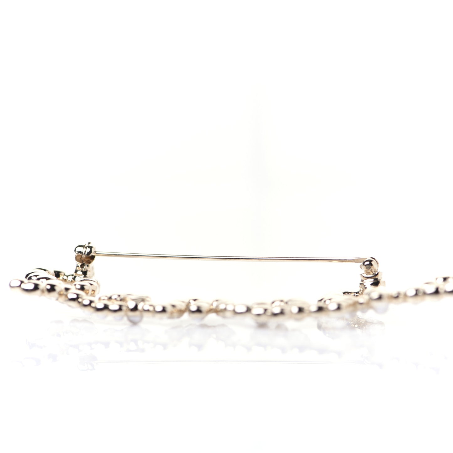 Metal Glass Swirling Pearls Brooch Pin Gold