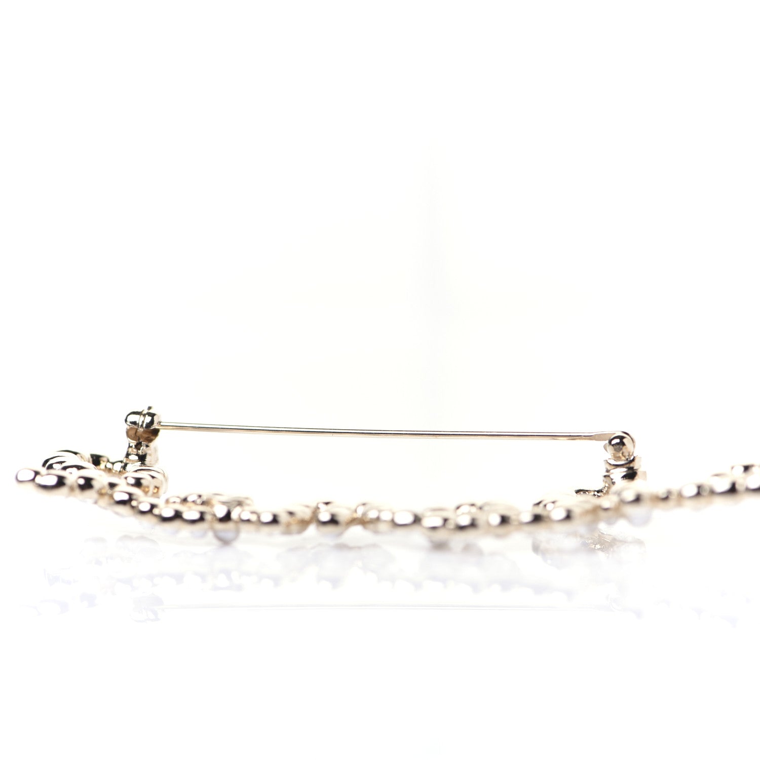 Chanel Metal Glass Swirling Pearls Brooch Pin Gold 5 of 6