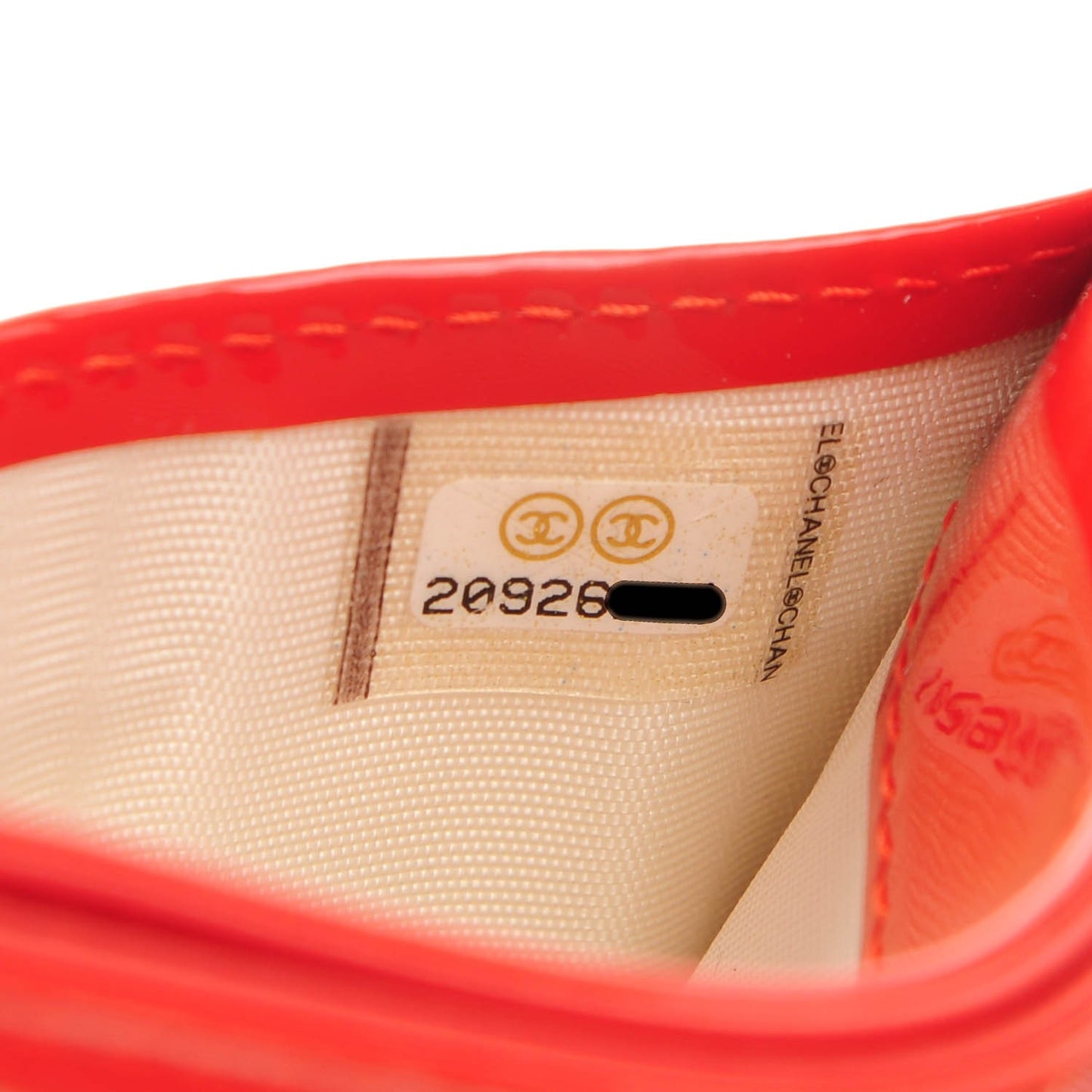 Patent Quilted Chevron Card Holder Red