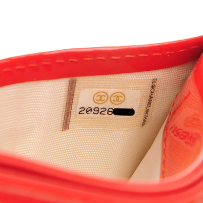 Chanel Patent Quilted Chevron Card Holder Red 8 of 8