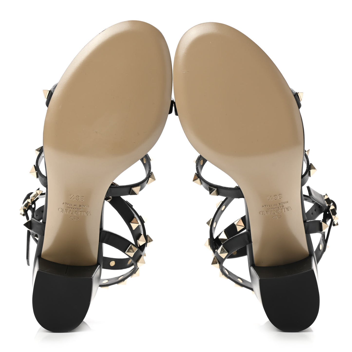 Calfskin Rockstud 60mm City Sandals 38.5 Black