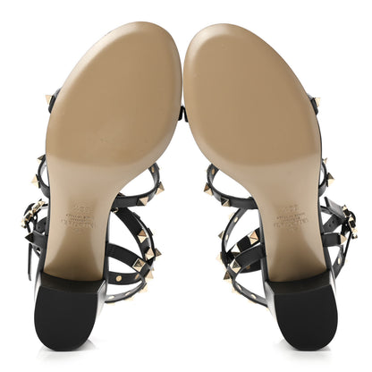 Valentino Garavani Calfskin Rockstud 60mm City Sandals 38.5 Black 6 of 7