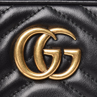 Gucci Calfskin Matelasse Mini GG Marmont Chain Shoulder Bag Black 8 of 11