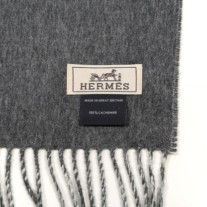 Hermes Cashmere Recto Verso Muffler Gris Clair Chine Flanelle 3 of 3