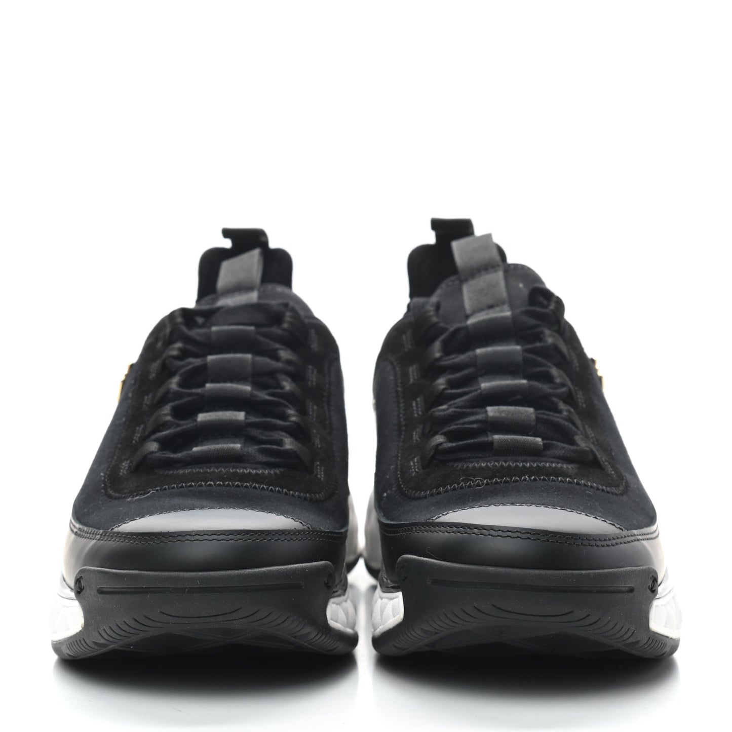 Velvet Calfskin Mixed Fibers CC Sneakers 38.5 Black