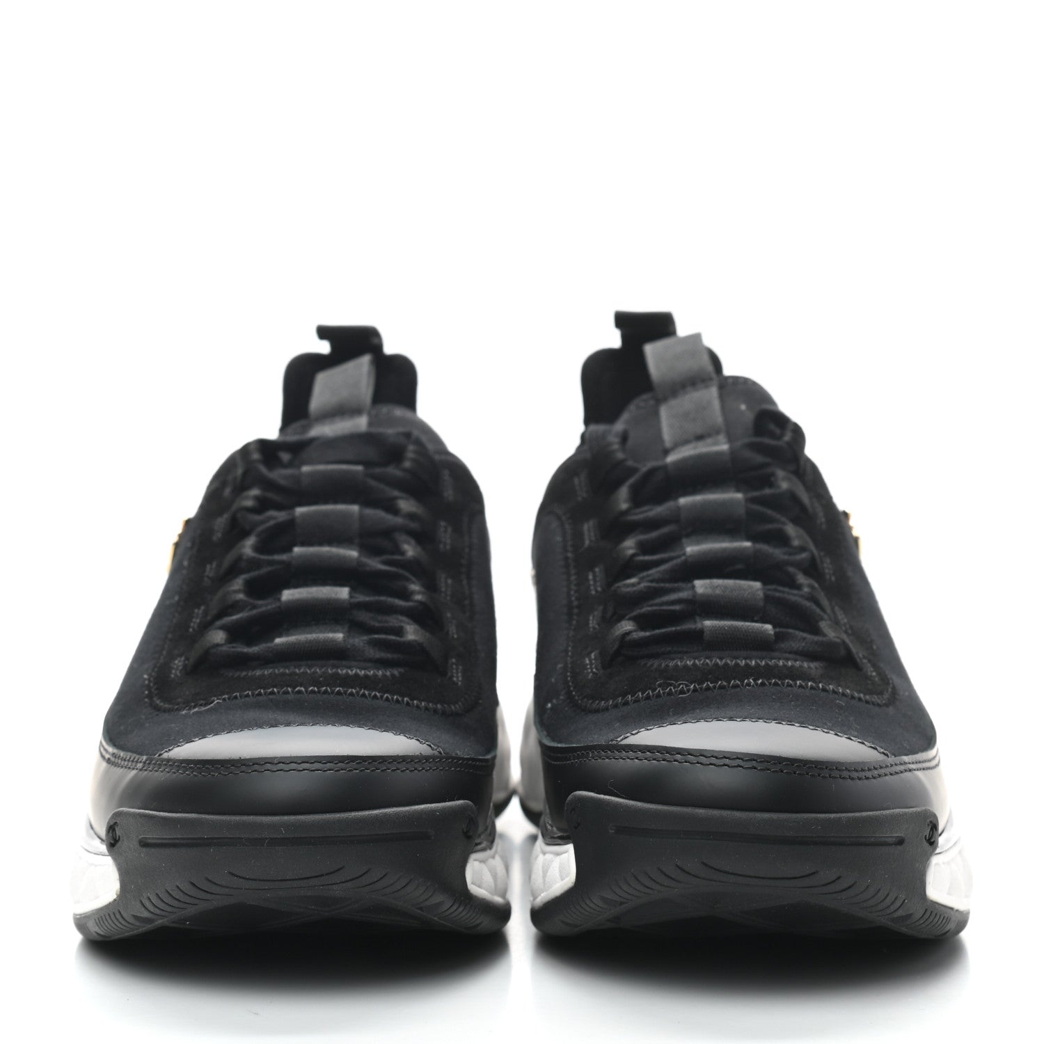 Chanel Velvet Calfskin Mixed Fibers CC Sneakers 38.5 Black 2 of 8