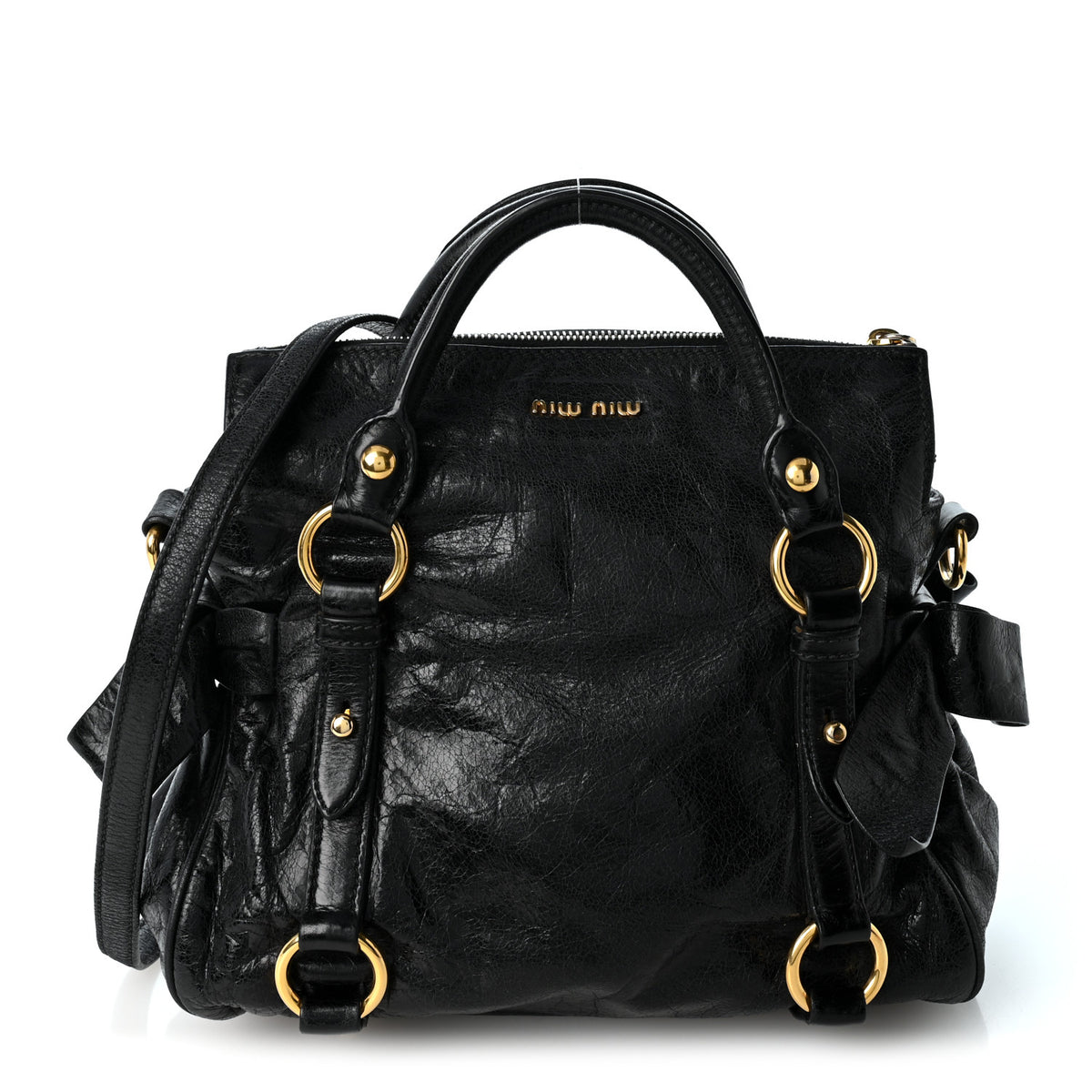 Vitello Lux Mini Bow Bag Black
