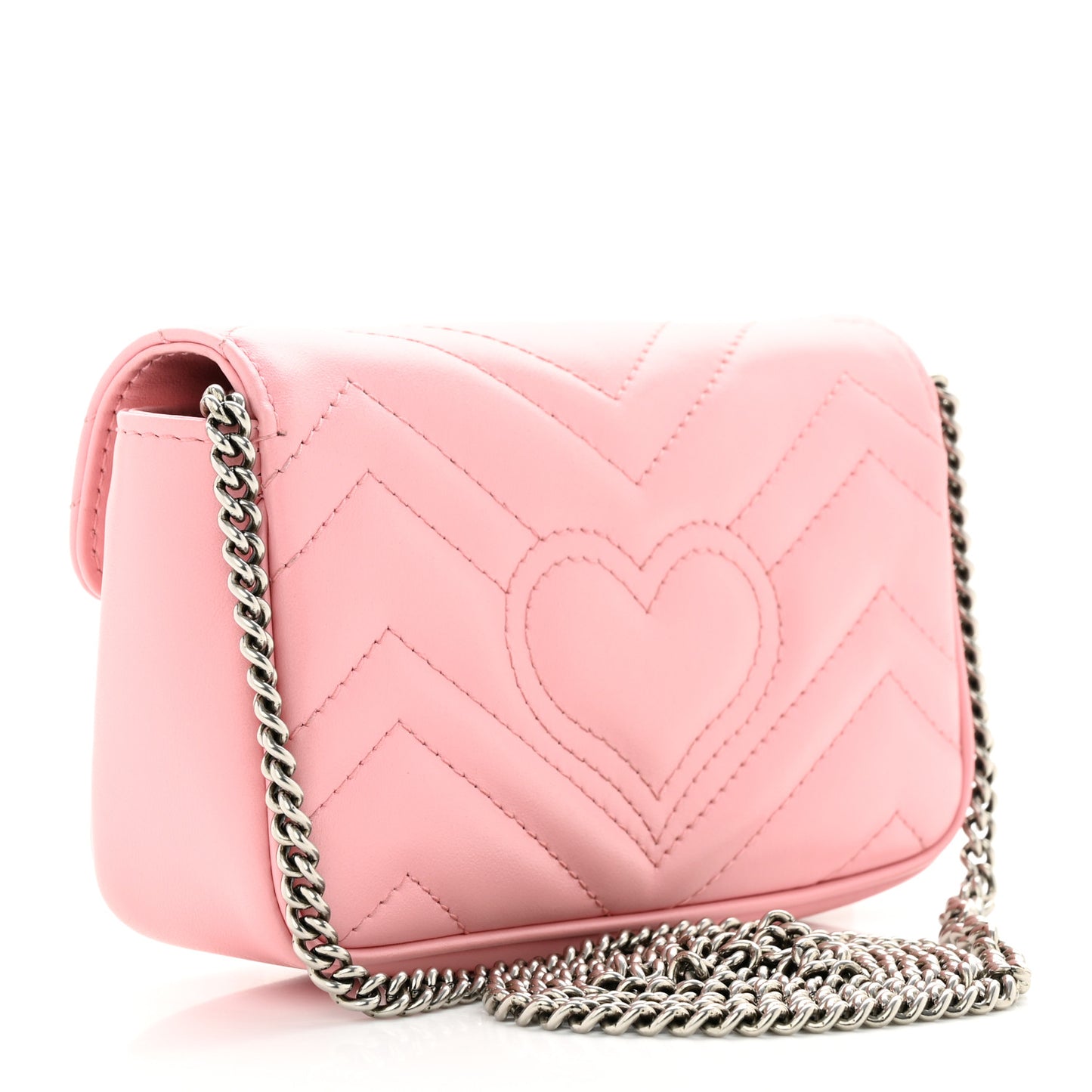 Calfskin Matelasse Super Mini GG Marmont Shoulder Bag Wild Rose