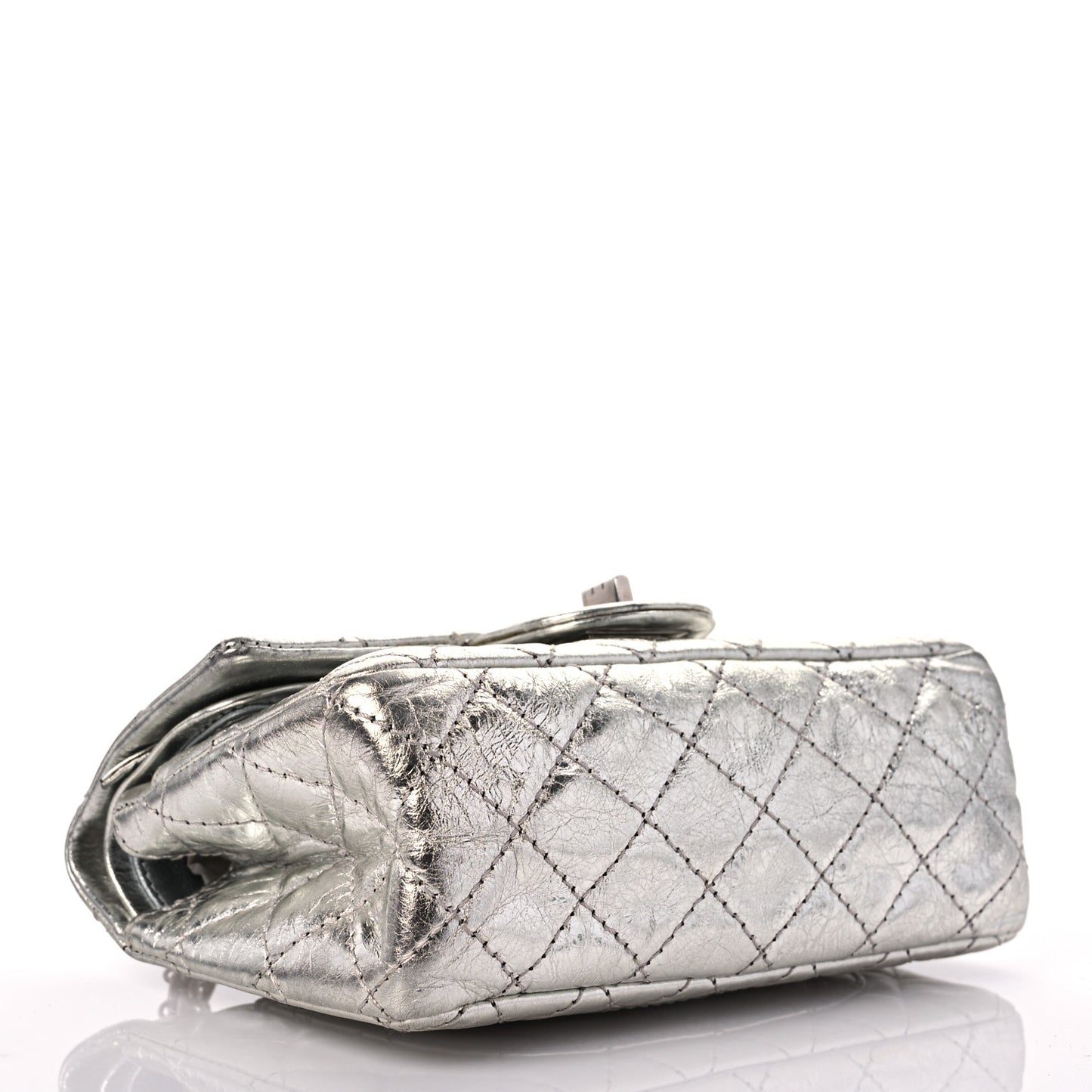 Metallic Aged Calfskin Quilted 2.55 Reissue 224 Flap Silver