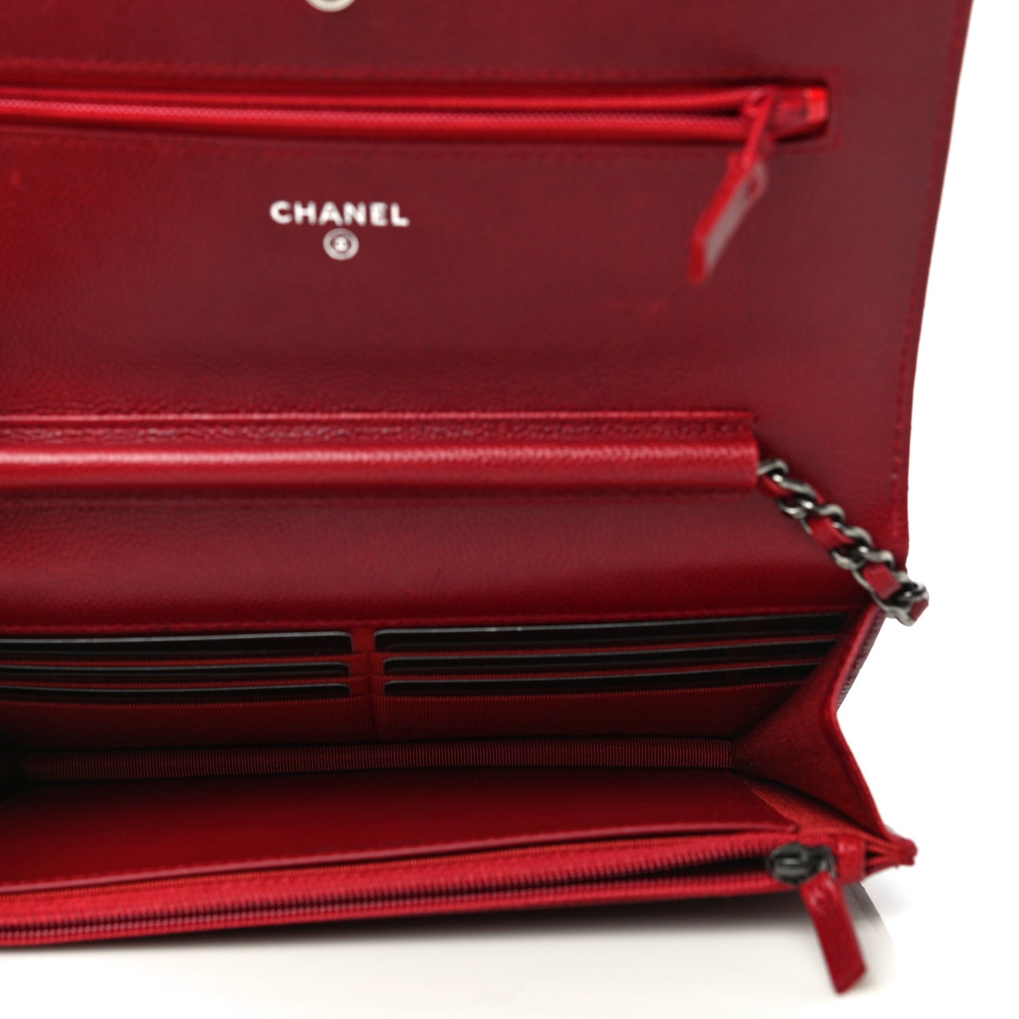 Caviar Quilted Wallet On Chain WOC Dark Red