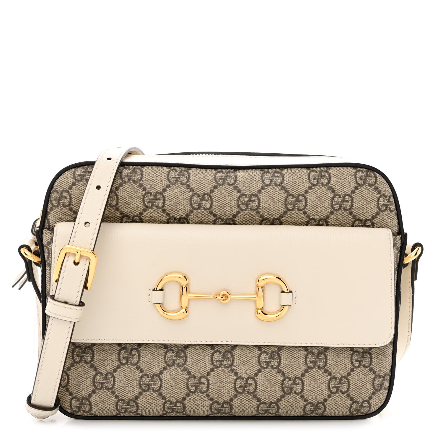 Gucci GG Supreme Monogram Small Horsebit 1955 Shoulder Bag Beige Mystic White 1 of 13