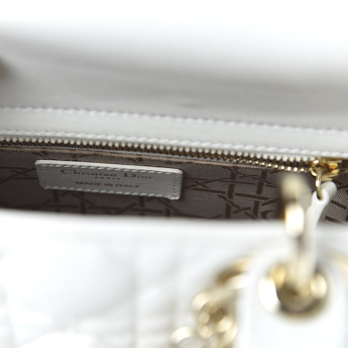 Lambskin Cannage Small My ABCDior Lady Dior White