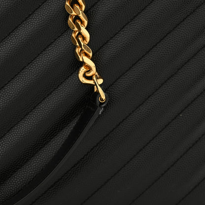 Saint Laurent Grain De Poudre Matelasse Chevron Monogram Shopping Bag Black 14 of 14