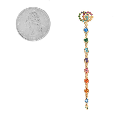 Gucci 18K Yellow Gold Tsavorite Topaz Sapphire Citrine Amethyst Running GG Long Earrings 2 of 5