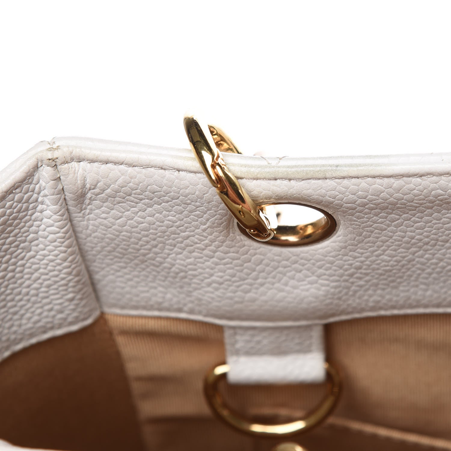 Chanel Caviar Quilted Petit Shopping Tote PST White 10 of 19